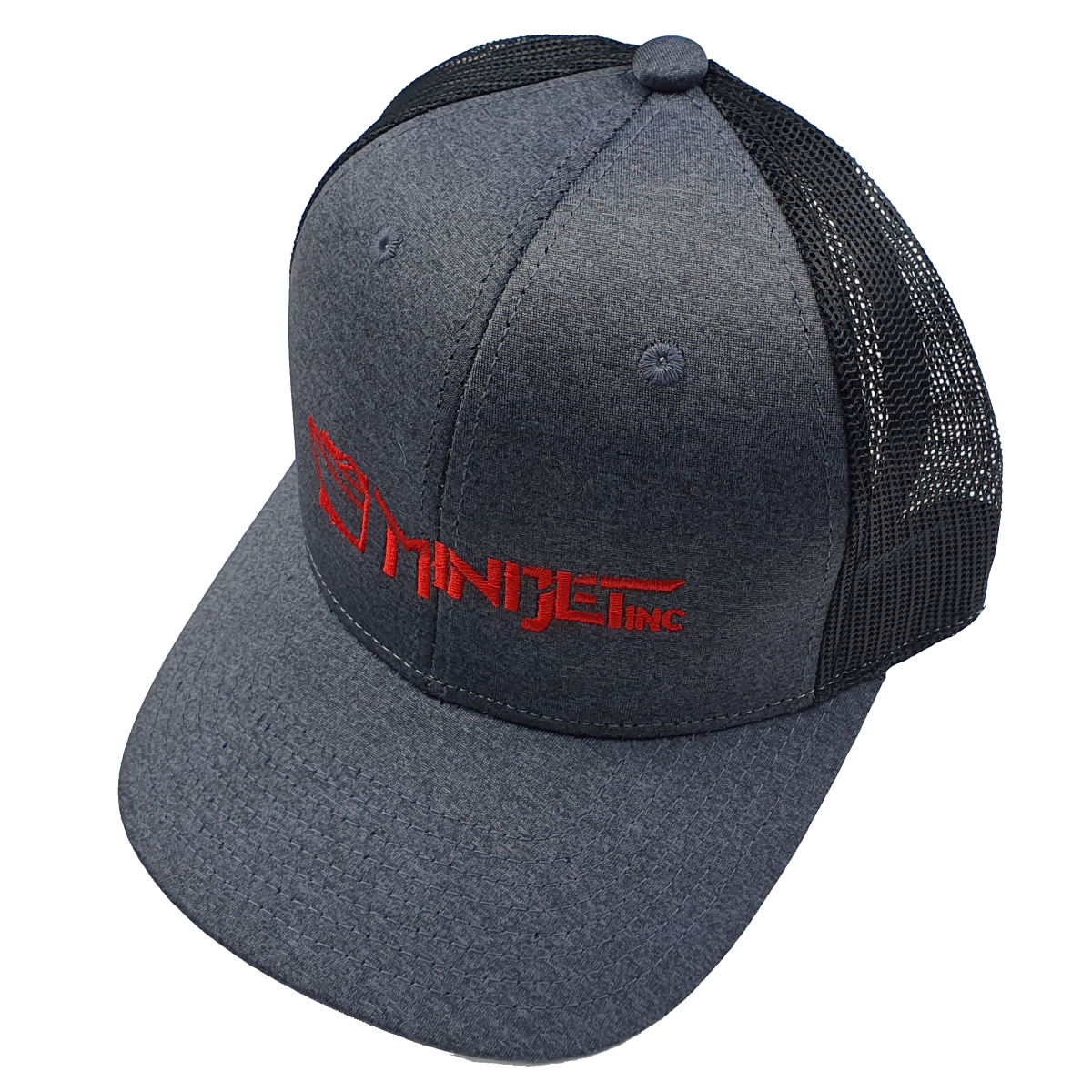 Minijet Hat Black back Charcoal Front Red Logo